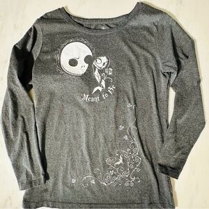 Nightmare Before Christmas Jack Sally Meant To Be Gray Women's Long Sleeve Shirt